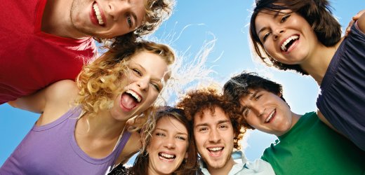 Portrait of six young happy people